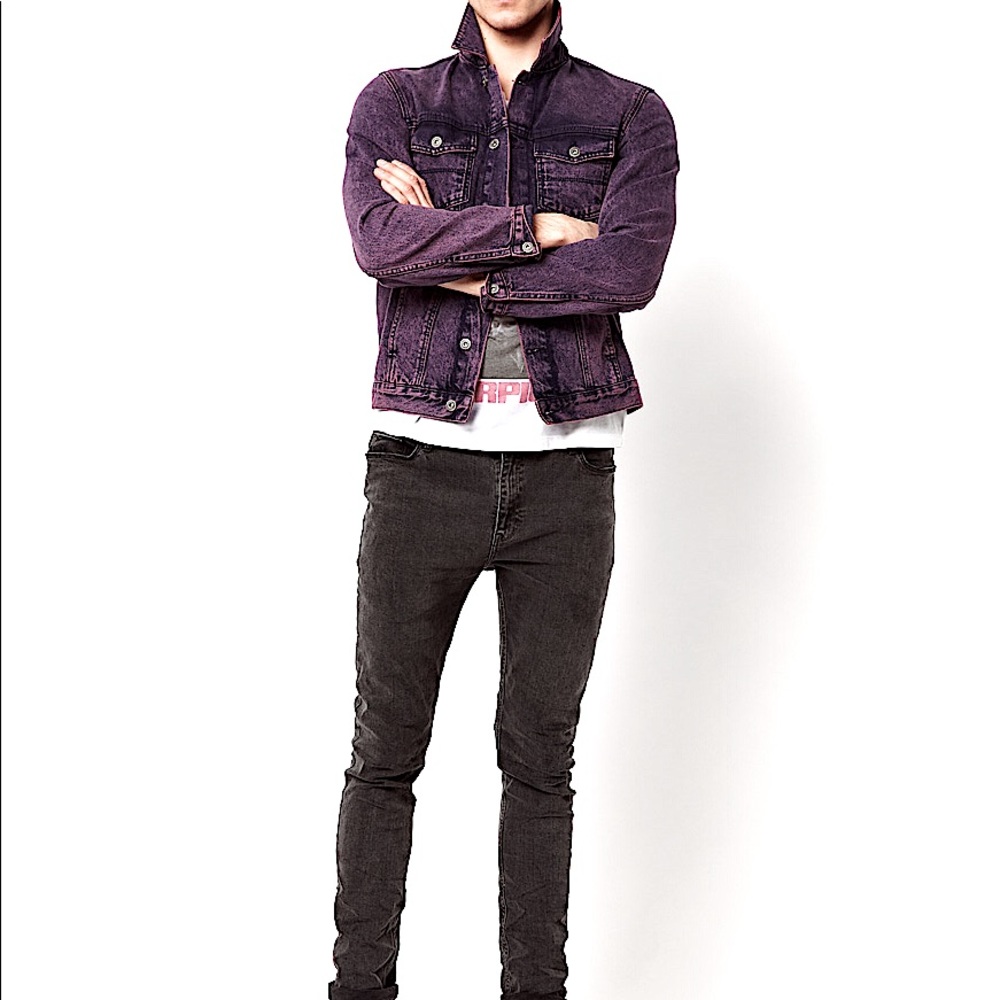 ASOS Premium Purple Acid Wash Denim Jacket Medium